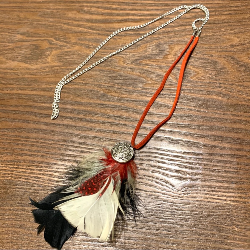 Long Silver Medallion Hat Pin Necklace 35" ONE OF A KIND HAND MADE 35" NWOT